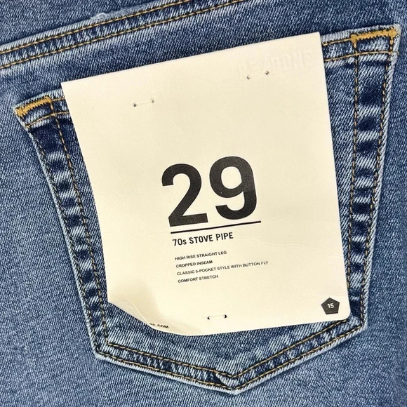 NWT REDONE 70s Stove Pipe Jeans Button Fly Size 29 Western Blue - Picture 5 of 7